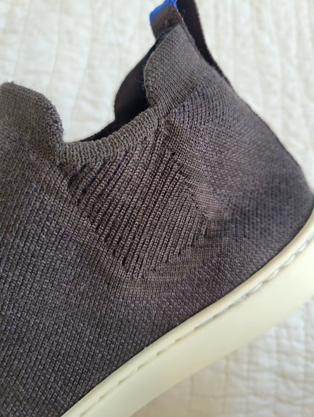 Rothys Slip-On Merino Wool Chelsea Boot in Dark Brown with Cream Sole - Picture 4 of 8